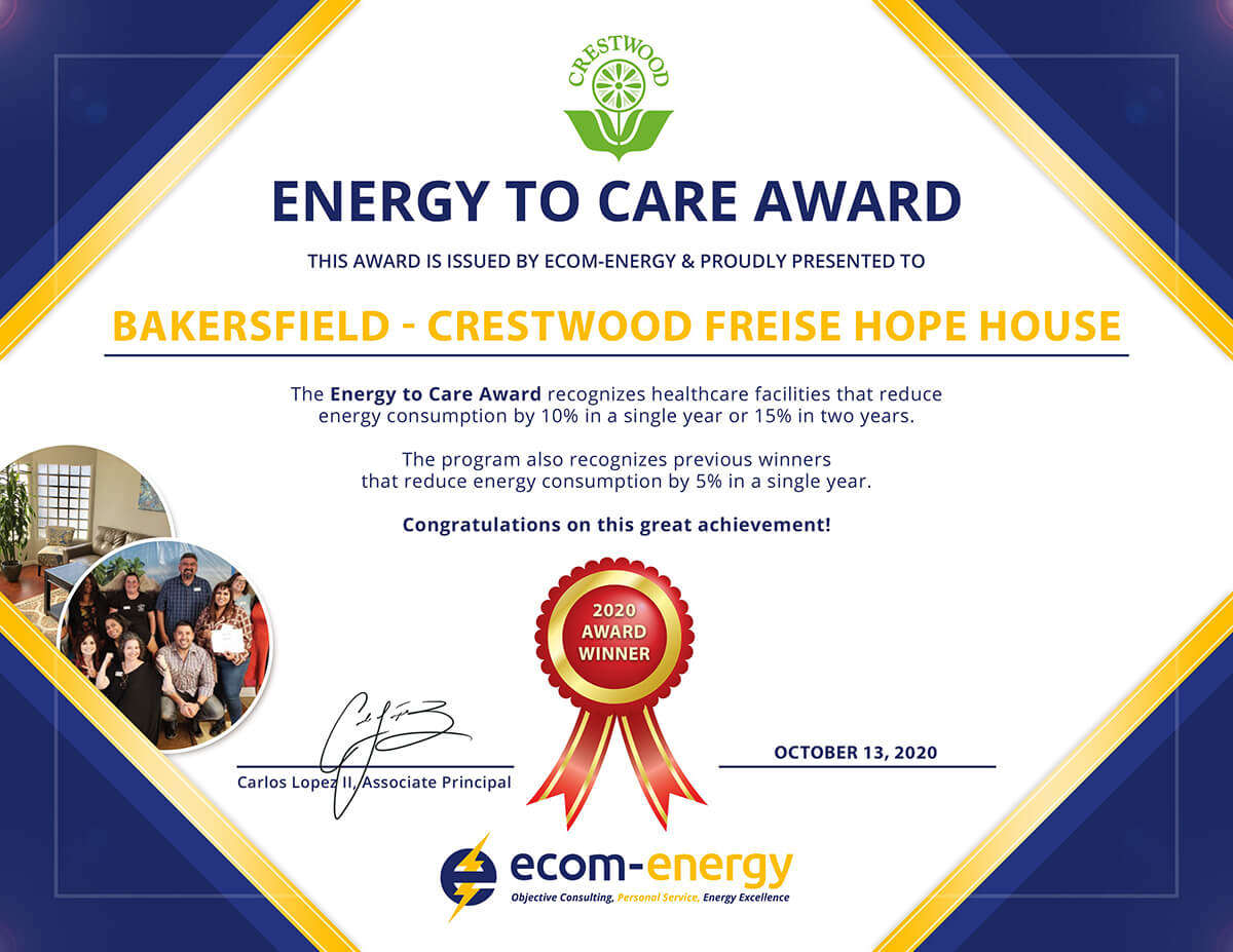 Energy to Care Award: Bakersfield - Crestwood Freise HOPE House
